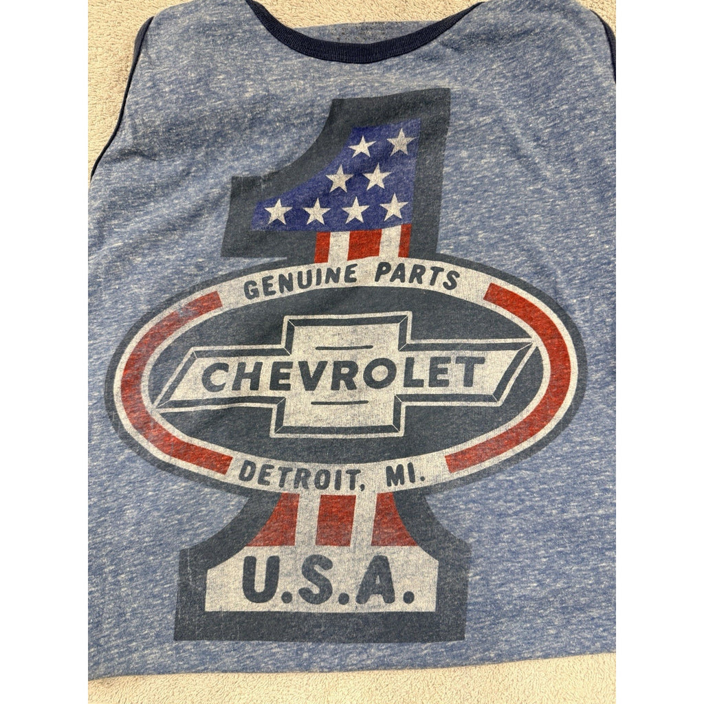 Hand Built Sleeveless Shirt + Chevy Genuine Parts Tank Bundle Mens L/M USA