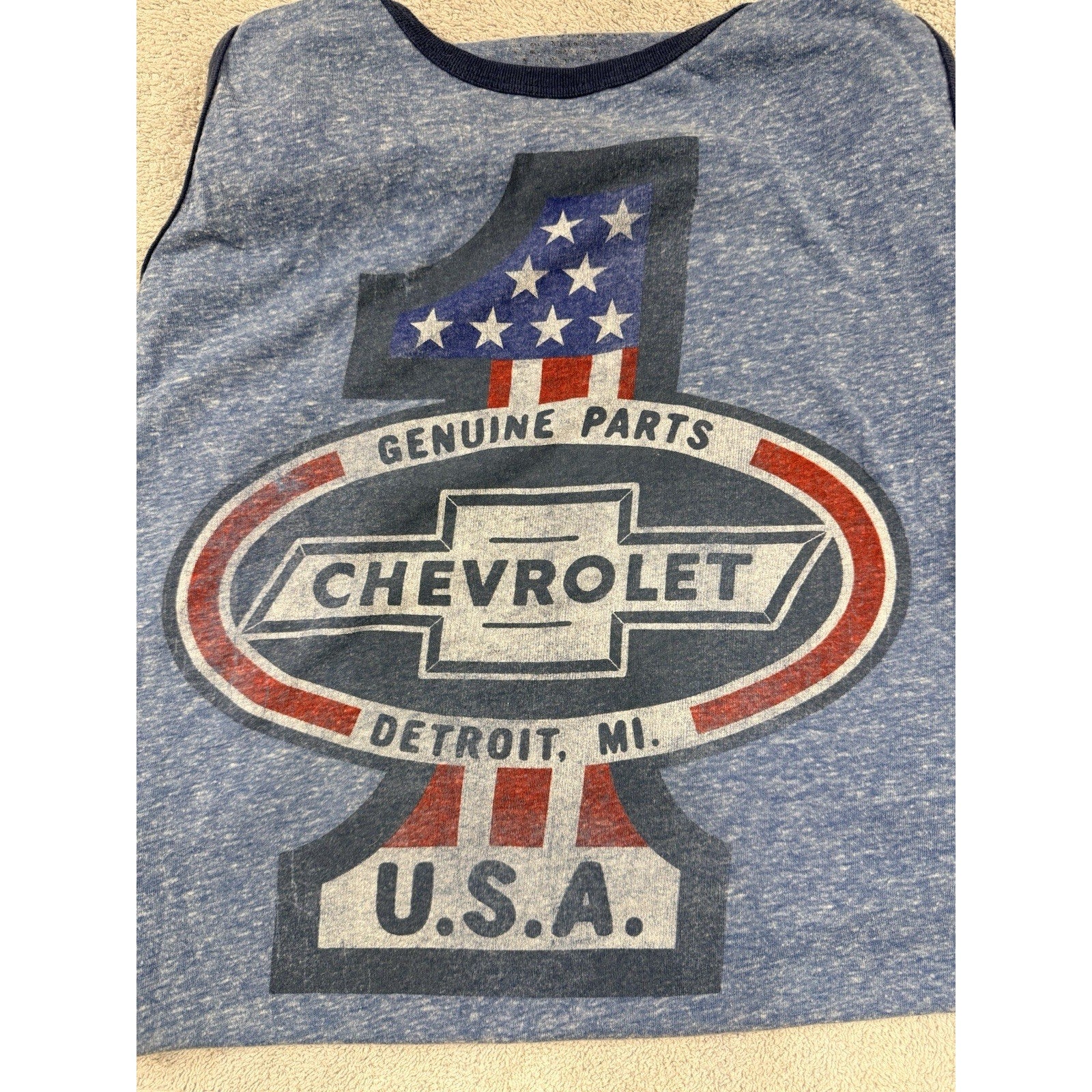Hand Built Sleeveless Shirt + Chevy Genuine Parts Tank Bundle Mens L/M USA
