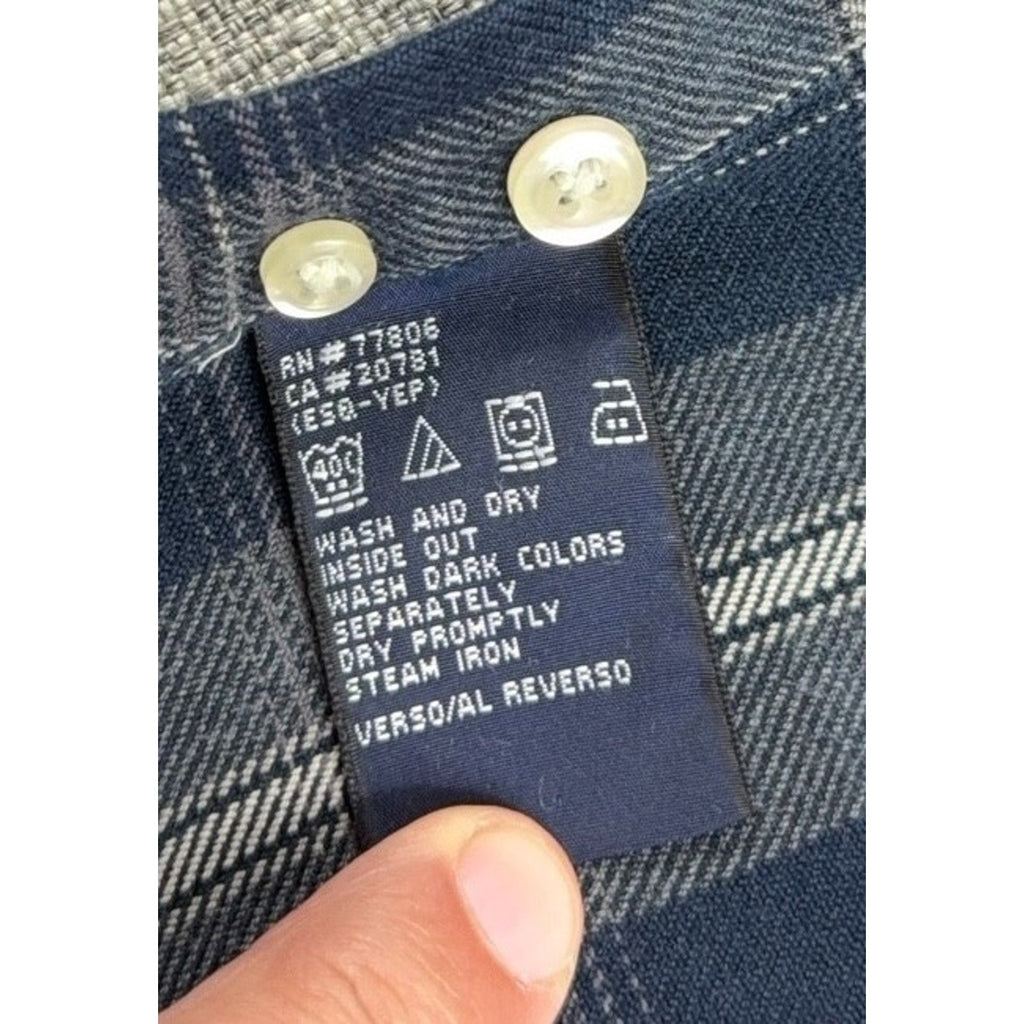 Vintage Tommy Hilfiger Plaid Button Down Shirt Mens L Blue Gray 90s Y2K Flag