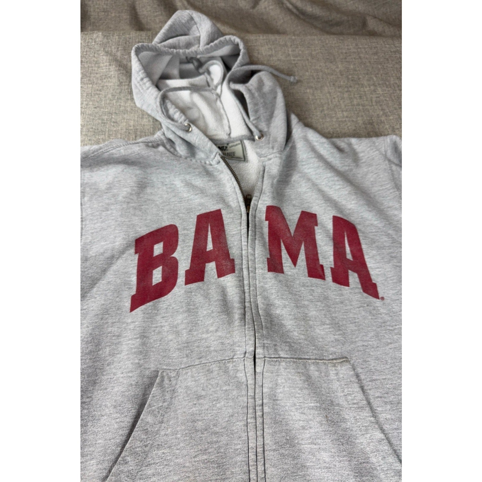 Alabama Crimson Tide Hoodie Mens Medium Gray Full Zip MV Sport College NCAA