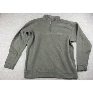 Columbia Mens XL Quarter Zip Pullover Gray Fleece Lined Outdoor Hiking Sweater