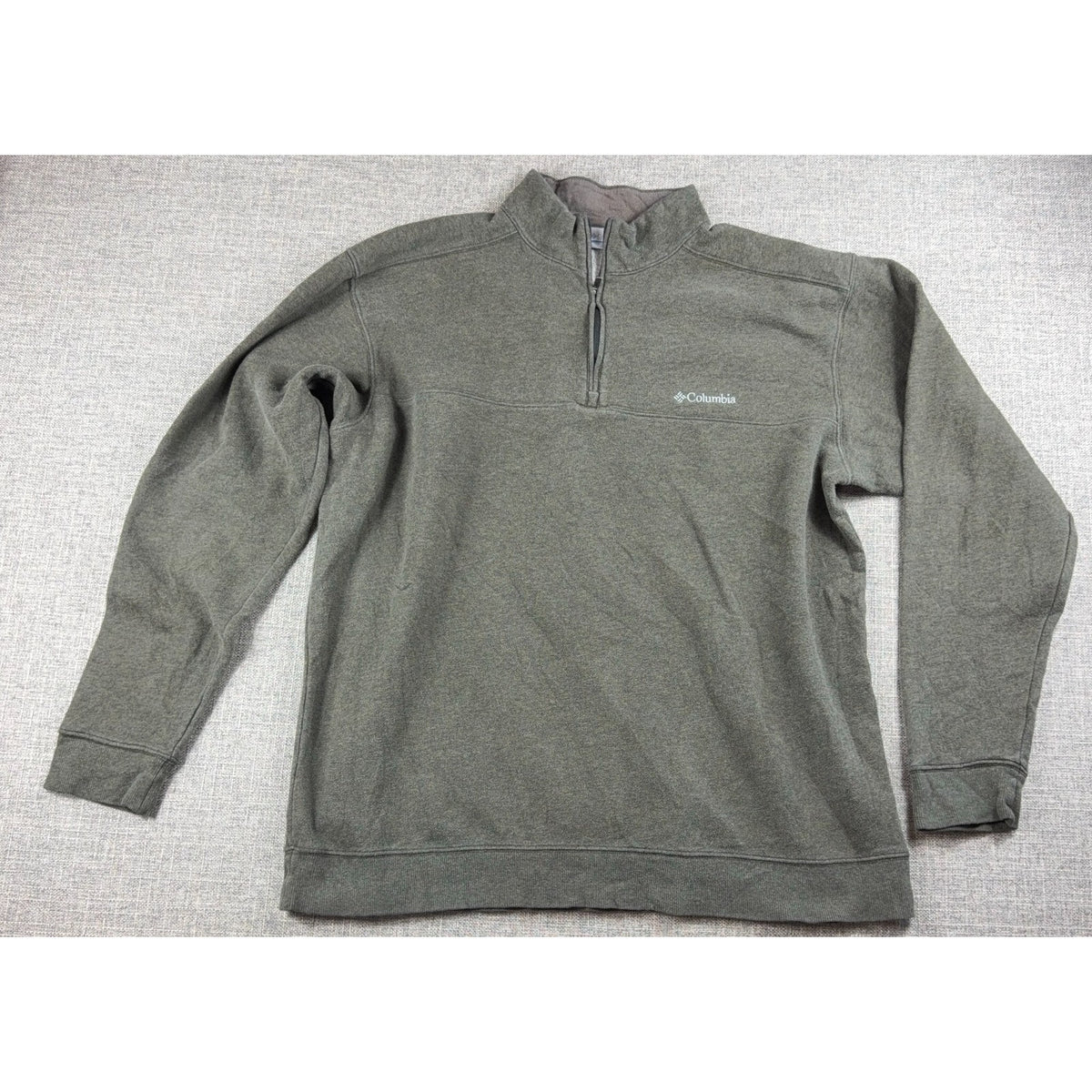 Columbia Mens XL Quarter Zip Pullover Gray Fleece Lined Outdoor Hiking Sweater