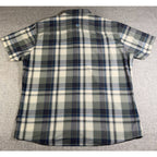 Kuhl Men’s XL Plaid Button Up Shirt Tapered Fit Short Sleeve Outdoor Hiking Gree