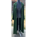 Handmade Green Maxi Coat Dress Womens Long Button Front Pleated Artisan Vintage