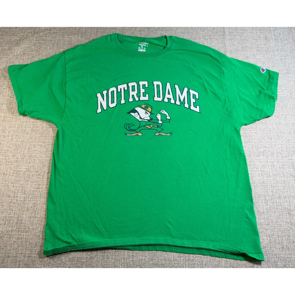Champion Notre Dame Fighting Irish T Shirt Mens XL Green Leprechaun NCAA
