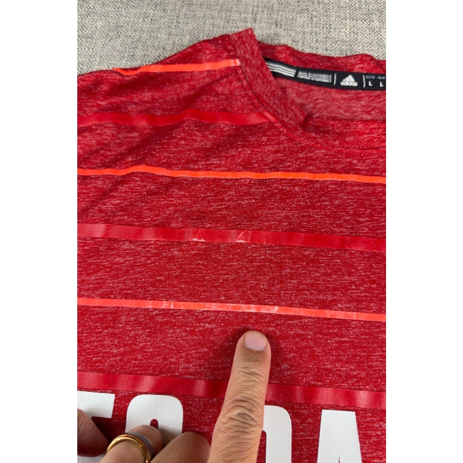 adidas FC Dallas MLS Shirt Mens L Fits M Red Climalite Soccer USA Flag 2015