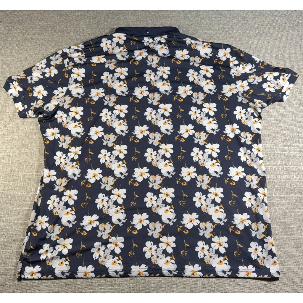 Mizzen+Main Polo Shirt Mens 2XL XXL Classic Navy Floral Performance Golf