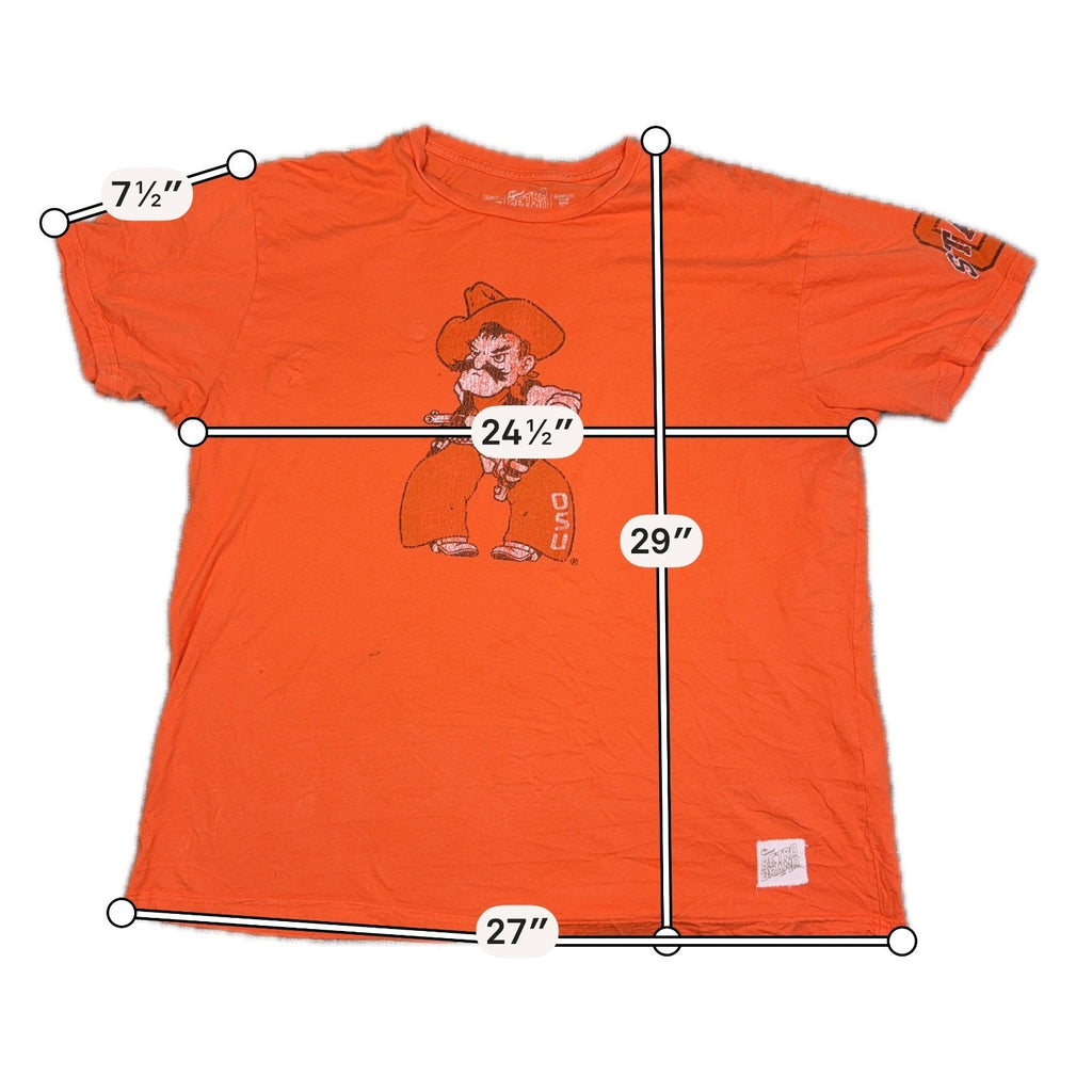 Oklahoma State Cowboys Pistol Pete Retro Brand T Shirt XXL Orange Made USA OSU