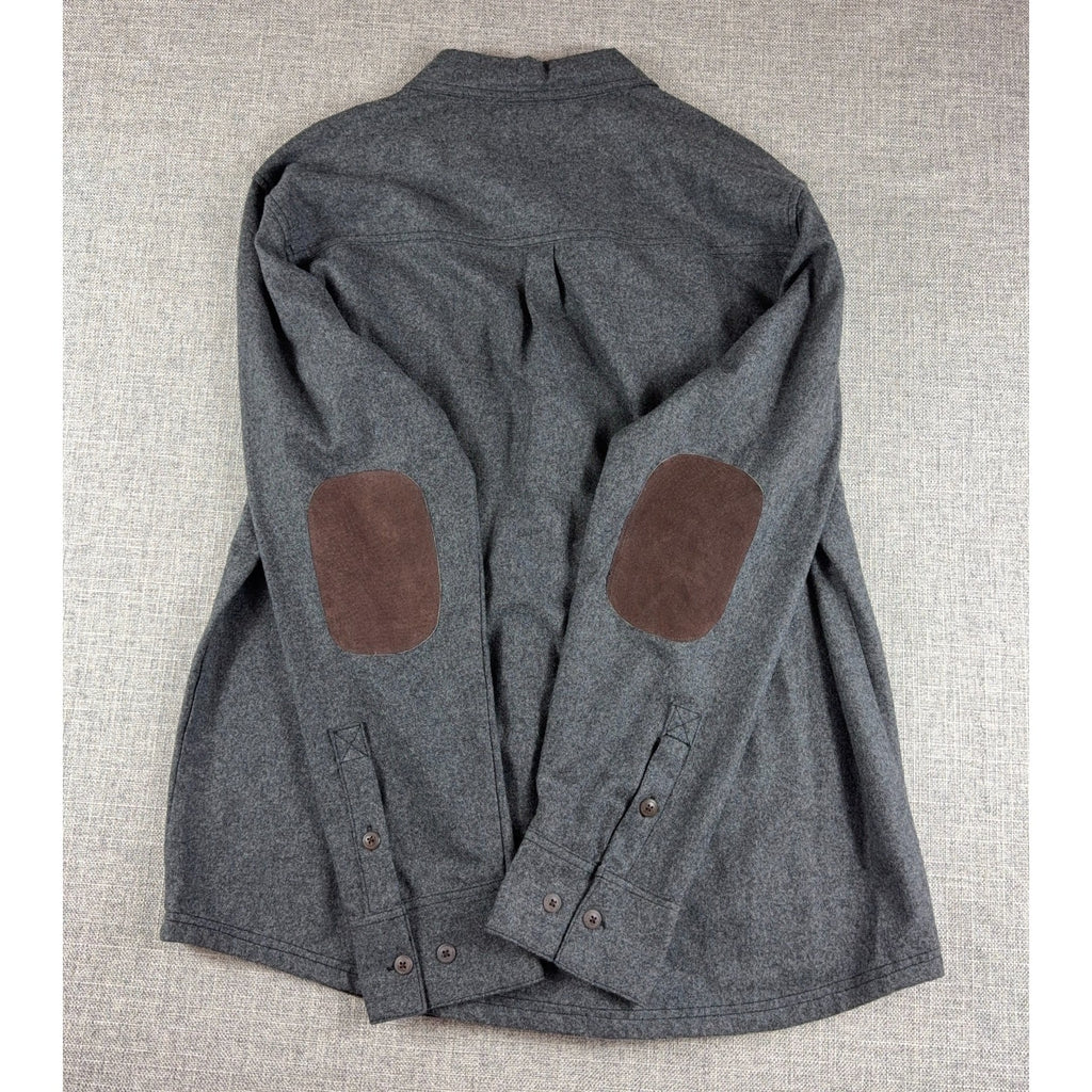 Brooklyn Industries Wool Blend Shirt Jacket XL Gray Elbow Patch Shacket