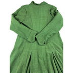 Handmade Green Maxi Coat Dress Womens Long Button Front Pleated Artisan Vintage