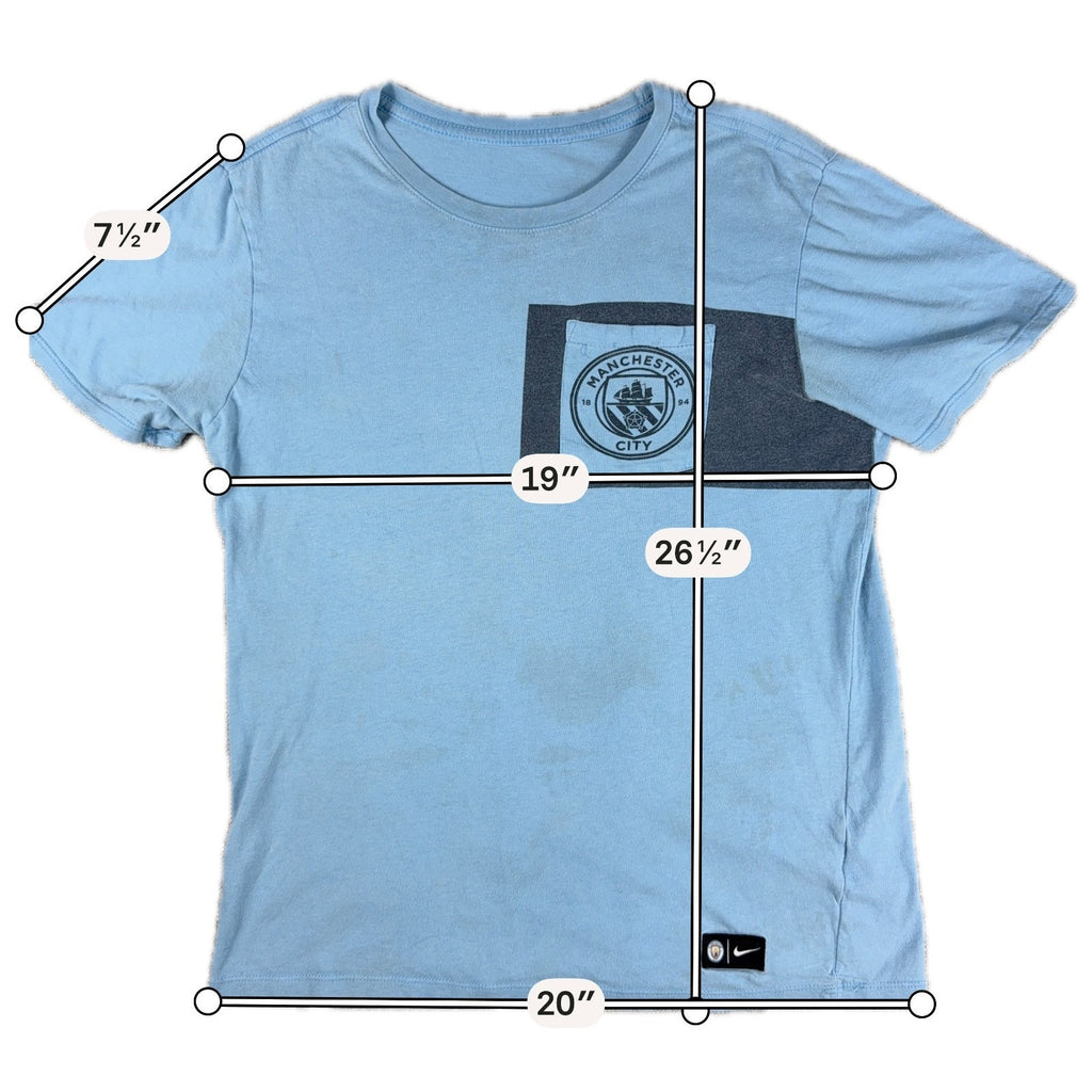 Manchester City Nike Tee Mens Medium Blue Soccer Football Pocket Shirt