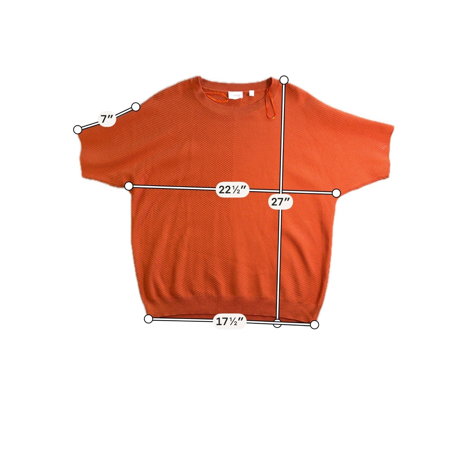 Cyrus Sweater Womens Large Burnt Orange Short Sleeve Dolman Textured Knit Top