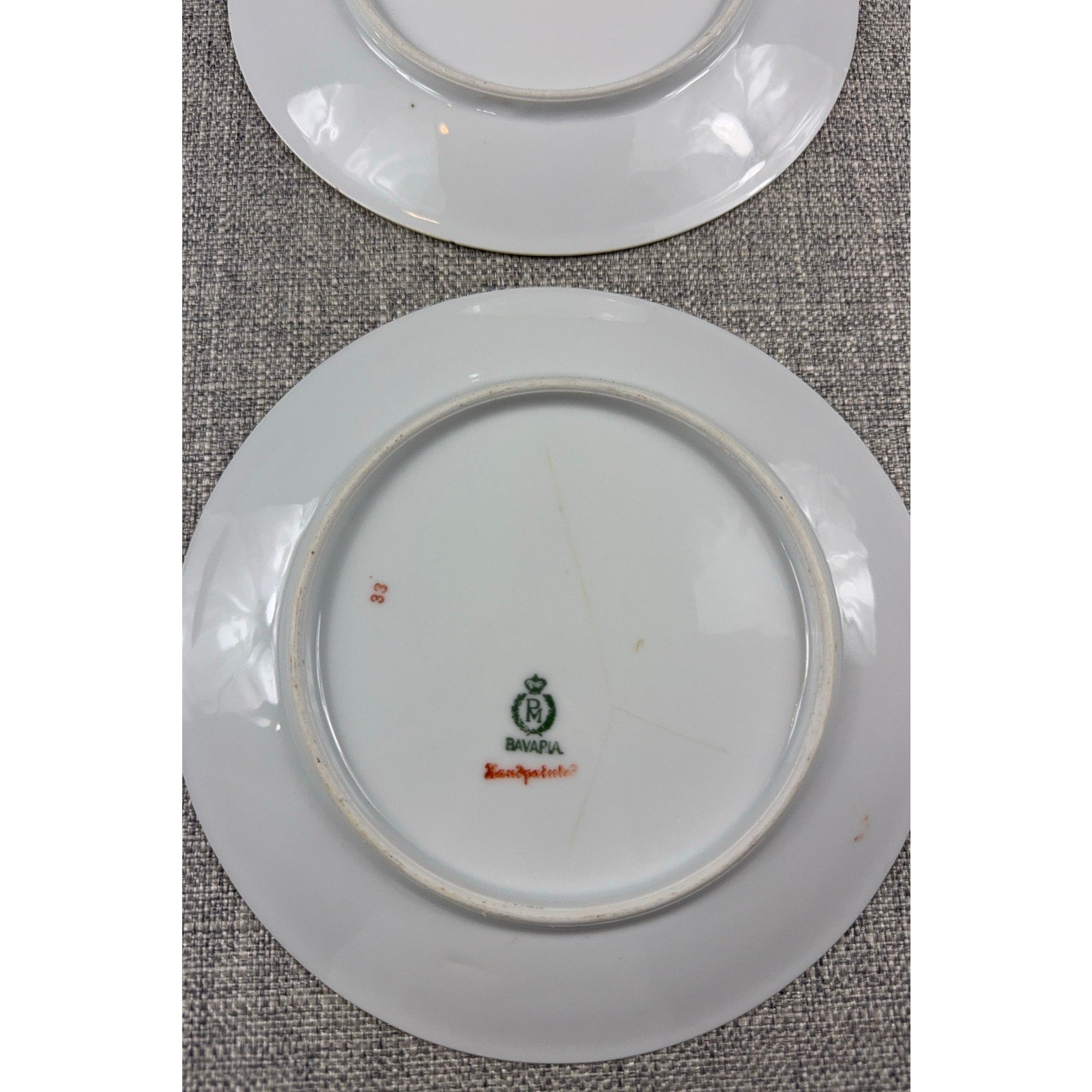 Antique PM Moschendorf Bavaria Hand Painted Rose Plates Set 6 Gold Rim 1895-1910