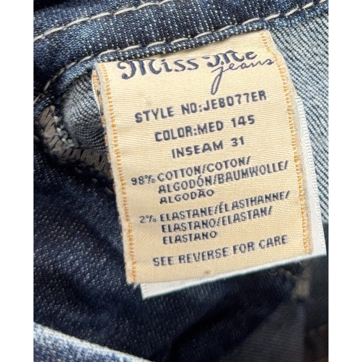 Miss Me Womens 31 Bootcut Jeans Rhinestone Fleur De Lis Y2K Western Bling