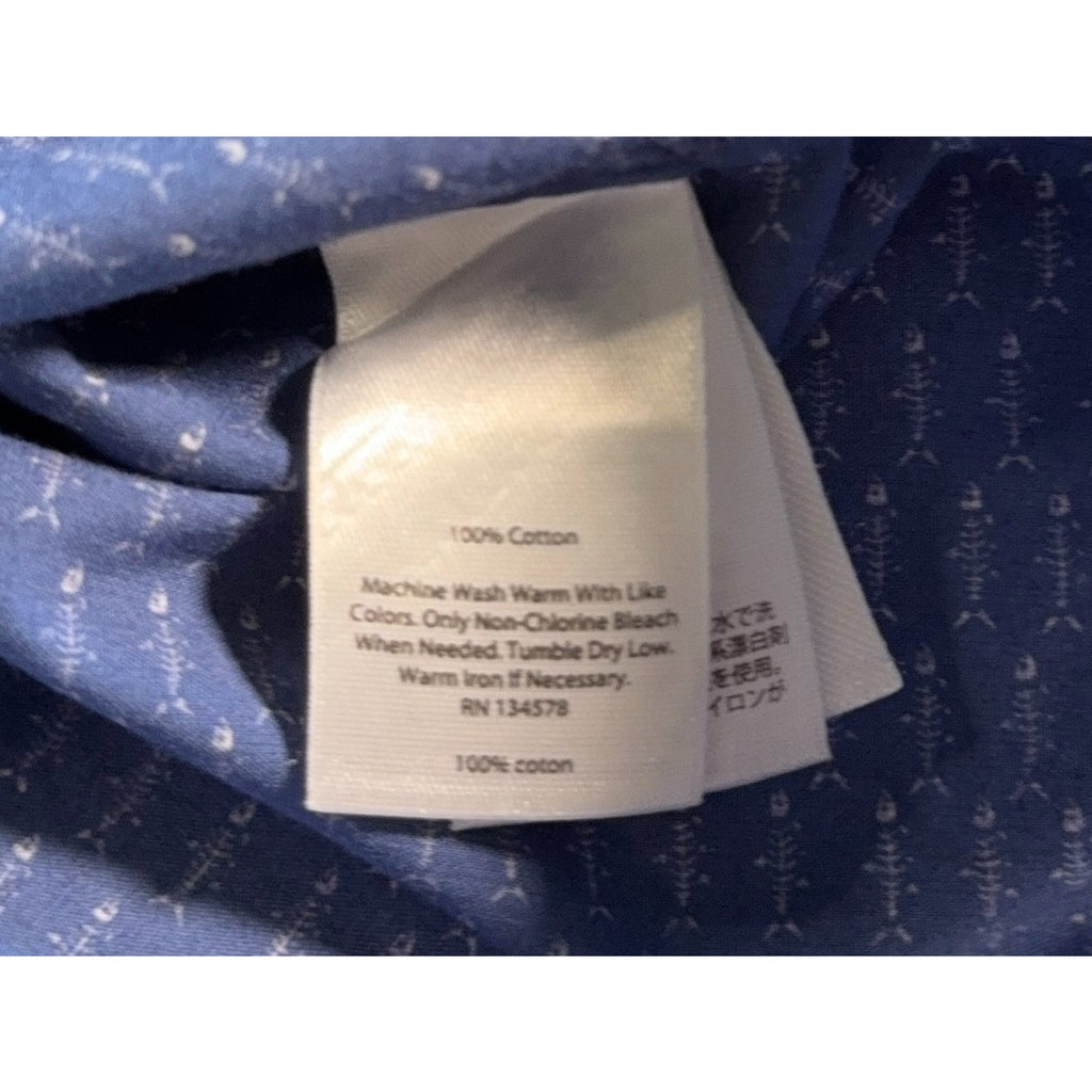 Vineyard Vines Slim Fit Murray Shirt Mens M Blue Fishbone Print Cotton Button