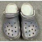 Crocs Classic Glitter Clogs Silver M6 W8 Iridescent Sparkle 205942