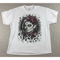 Sugar Skull Woman Roses Graphic T Shirt Men XL White Day of the Dead Gothic