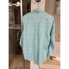 Chaps Ralph Lauren Button Down Shirt Mens Medium Green Check Plaid Cotton Casual