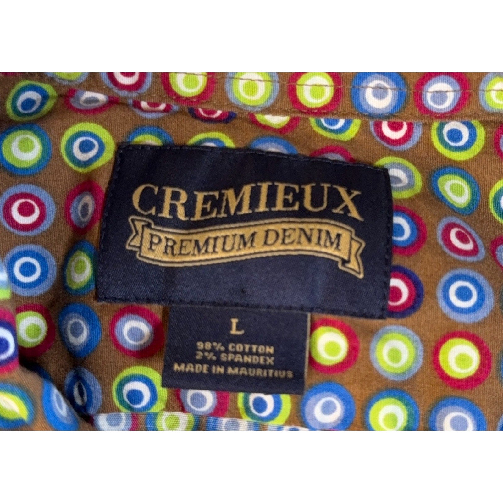 Cremieux Premium Denim Men's L Geometric Circle Shirt Retro Mod Psychedelic