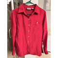 Chico’s Design Red Linen Blend Button Up Blouse Women’s Size 1 Lightweight Top