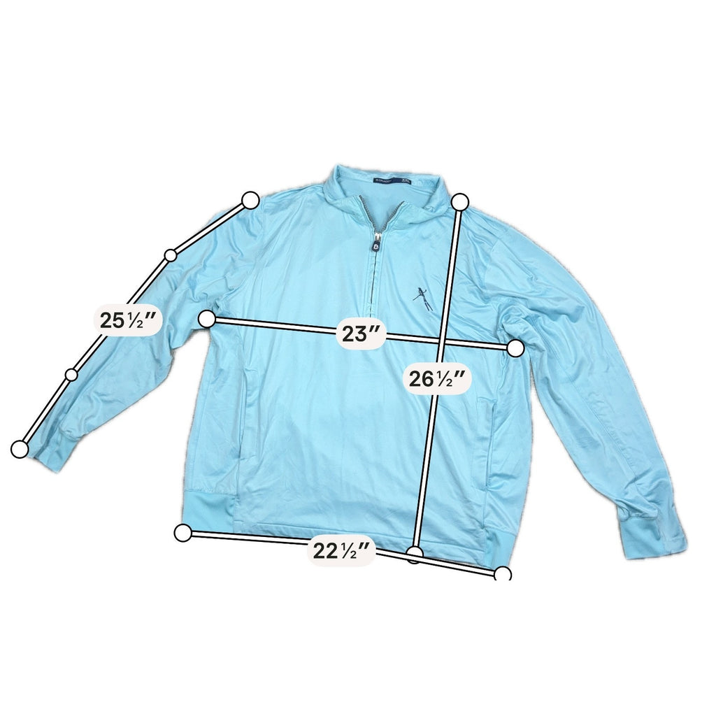 B Draddy Mens XXL Golf Quarter Zip Pullover Aqua Blue Performance Pockets