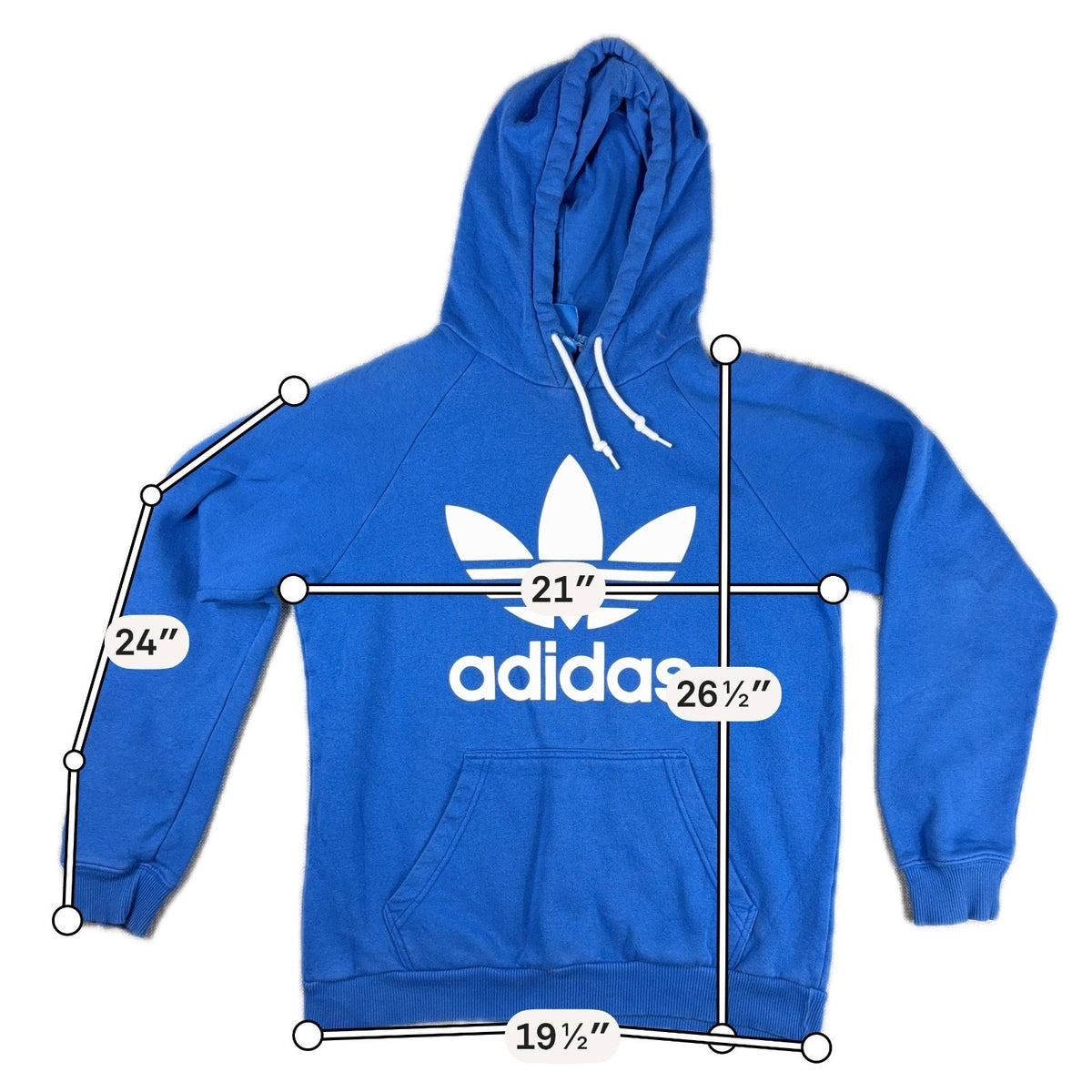 Adidas Originals Trefoil Hoodie Mens M Blue White Pullover Sweatshirt 2017