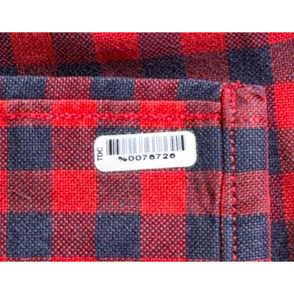 Tommy Hilfiger Shirt Mens L Red Navy Gingham Check Button Down Crest Logo