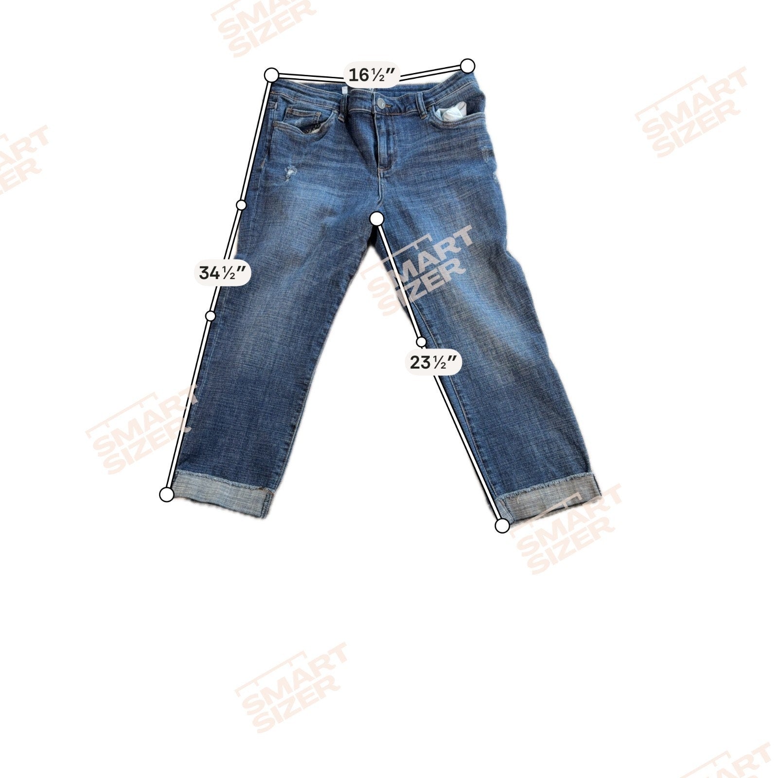 Kut From The Kloth Amy Crop Straight Leg Jeans Womens 12 Blue Distressed Cuffed