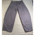Zara Mens Gray Barrel Leg Jeans 34 Wide Tapered Distressed Frayed Hem
