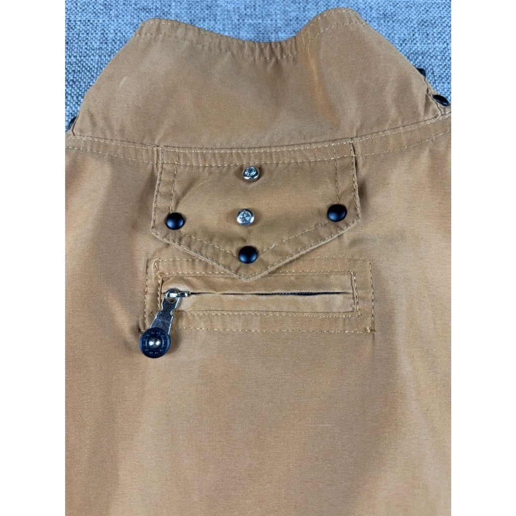 Jamie Sadock XL Y2K Utility Jacket Tan Techwear Convertible Sleeve Cargo Golf