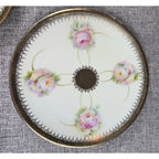 Antique PM Moschendorf Bavaria Hand Painted Rose Plates Set 6 Gold Rim 1895-1910