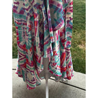 Flying Tomato Maxi Dress Womens M Abstract Watercolor Wrap High Low Ruffle Boho
