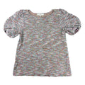 LOFT Womens S Multicolor Boucle Tweed Knit Puff Sleeve Top Short Sleeve