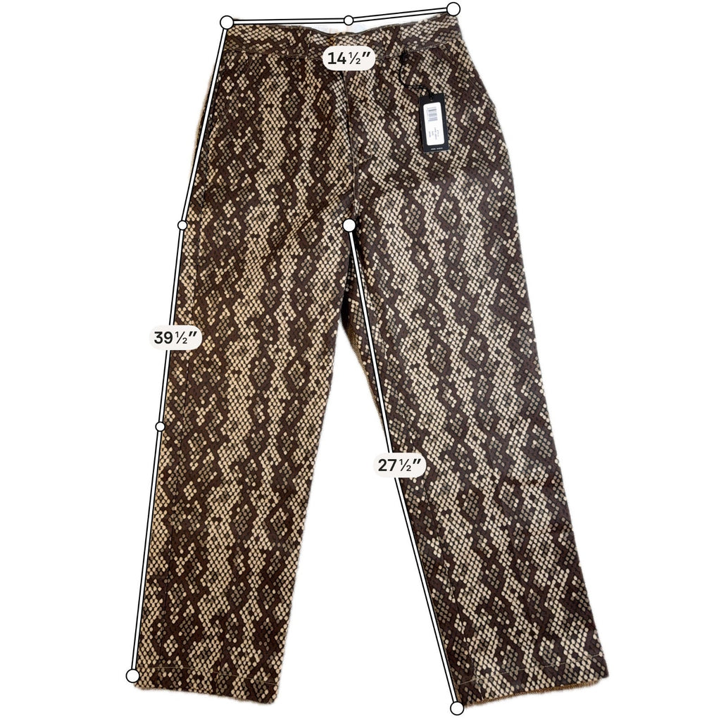 Dickies Womens 8R Snakeskin Pants Brown Python Workwear Trousers NWT