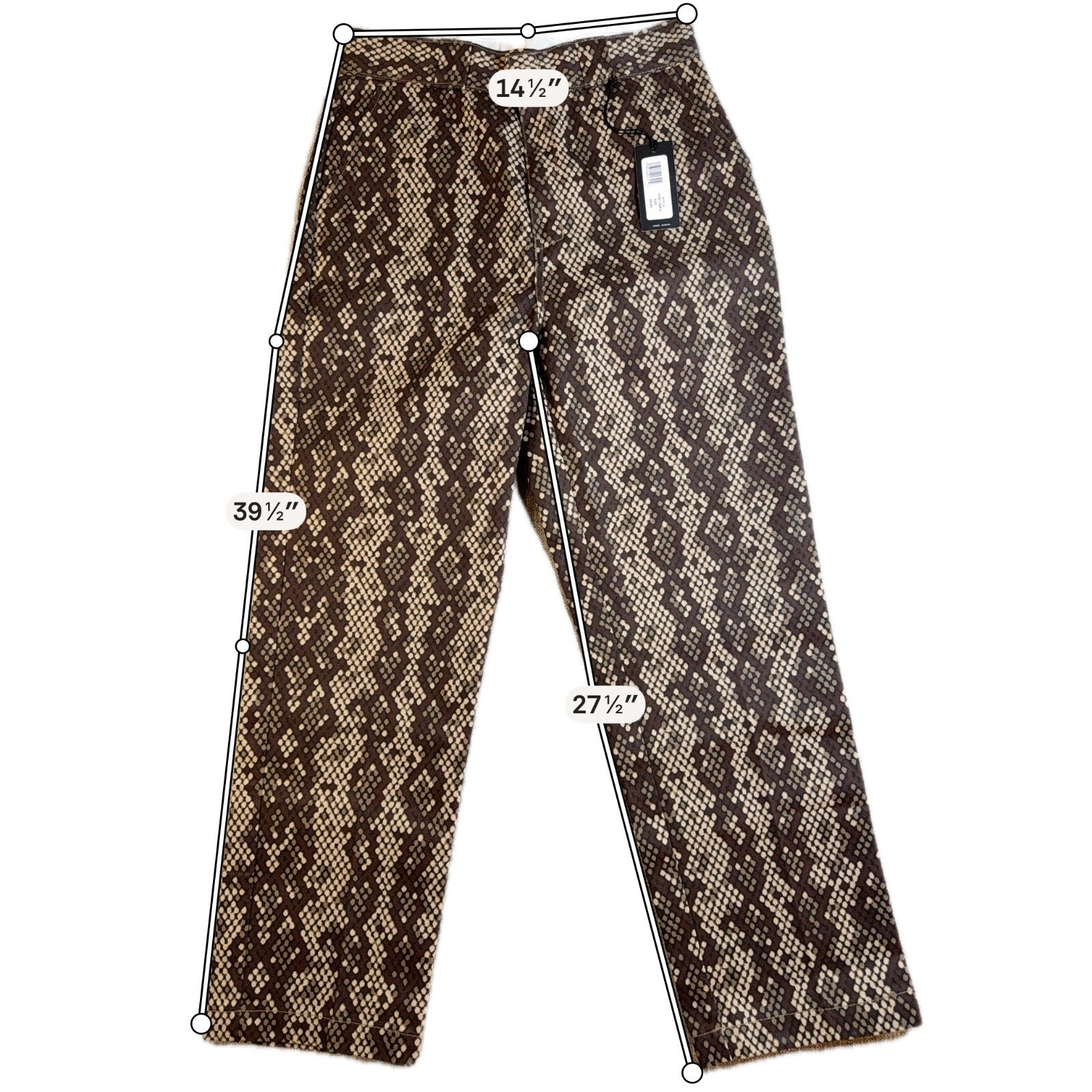 Dickies Womens 8R Snakeskin Pants Brown Python Workwear Trousers NWT