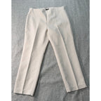 Crosby Womens Size 12 Ivory Cropped Dress Pants Slim Straight Career 23.5"