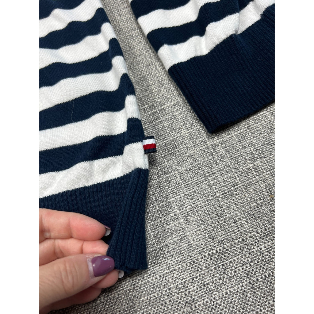 Tommy Hilfiger Women's XXL Navy White Stripe Heart Cotton Sweater