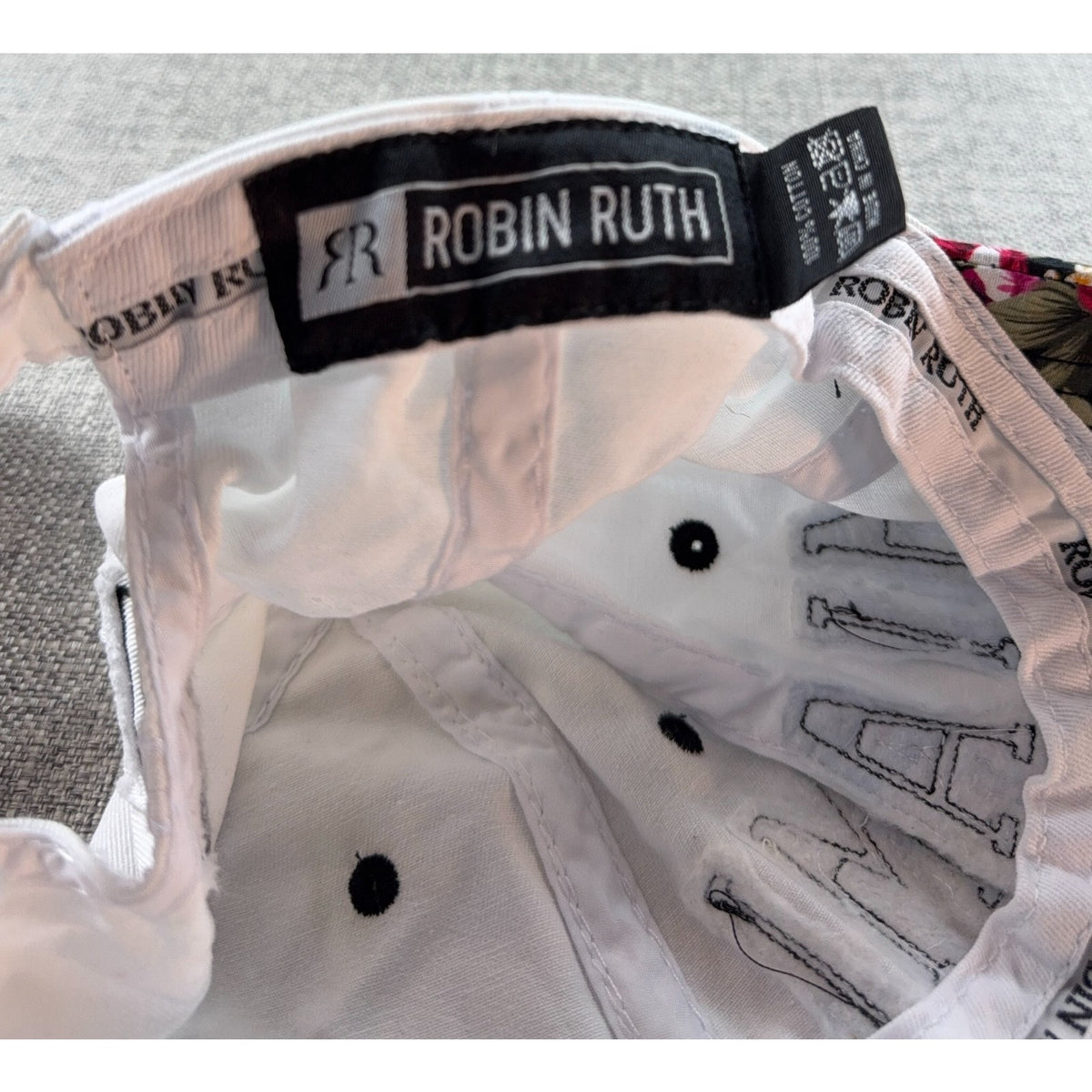 Robin Ruth Miami Original Floral Baseball Cap White Pink Roses Adjustable Hat