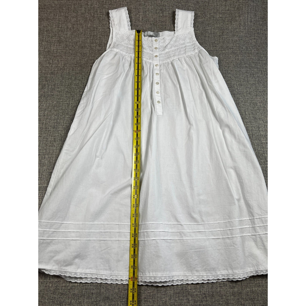 Alexander Del Rossa Womens M White Cotton Victorian Nightgown Eyelet Lace