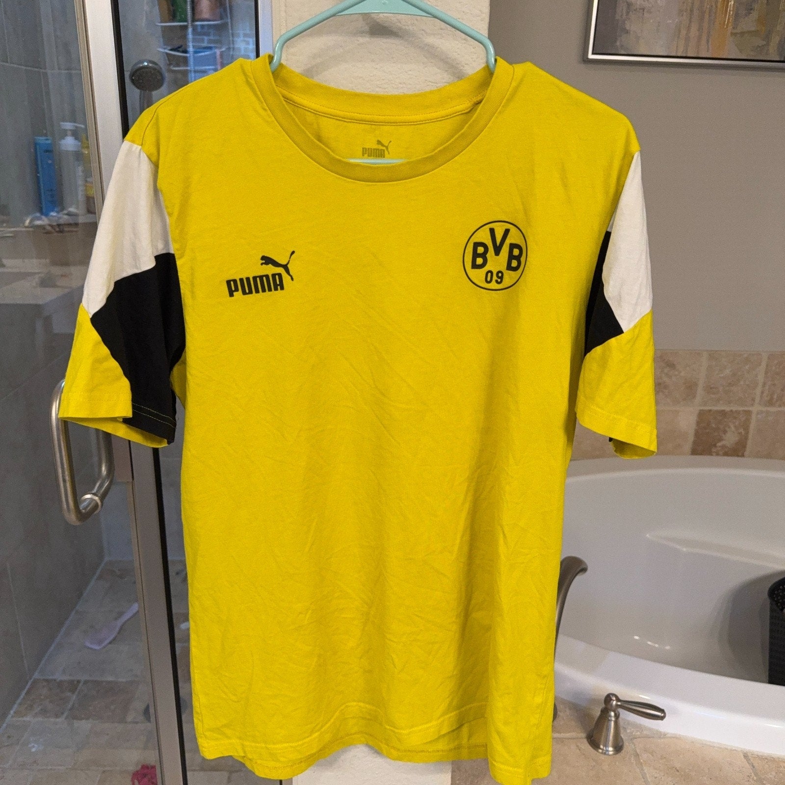 Puma Borussia Dortmund BVB 09 Yellow Soccer Football T Shirt Men M Bundesliga