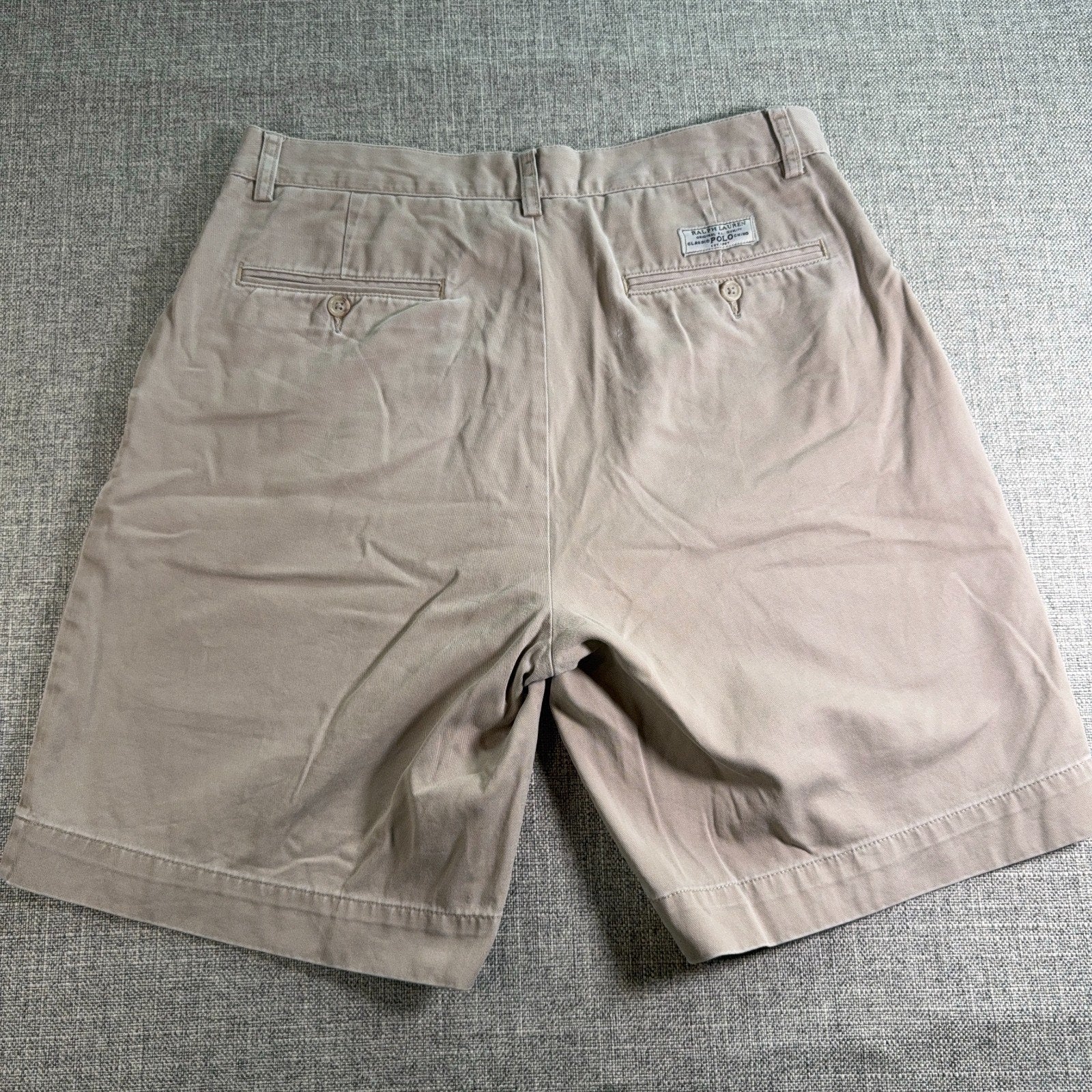 Polo Ralph Lauren Prospect Shorts Mens 32 Khaki Classic Chino Cotton 9 Inseam