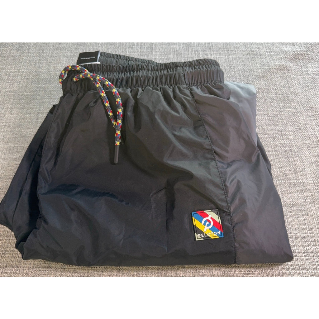 Peloton Track Pants Mens Large Black Gray Nylon Lined Joggers SU121 Athletic