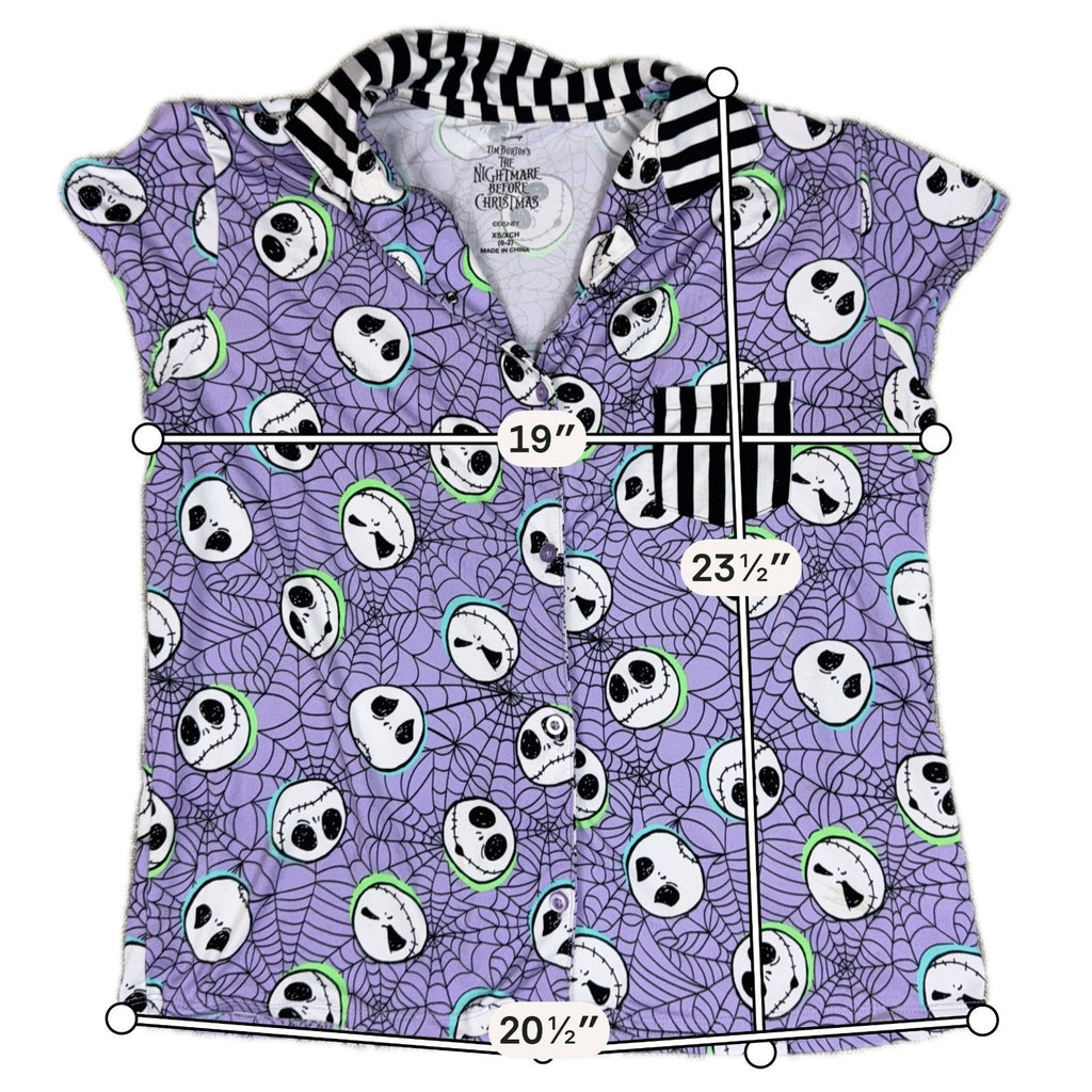 Disney Nightmare Before Christmas Pajama Set XS Jack Skellington Purple Shorts
