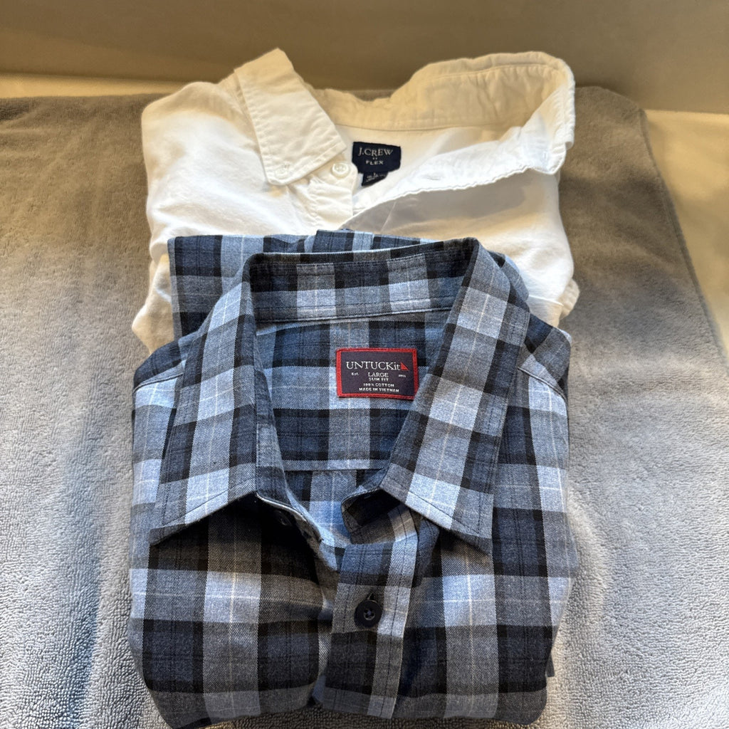 Men’s Button Down Shirt Lot Large J Crew Flex + UNTUCKit Slim Fit Cotton Casual