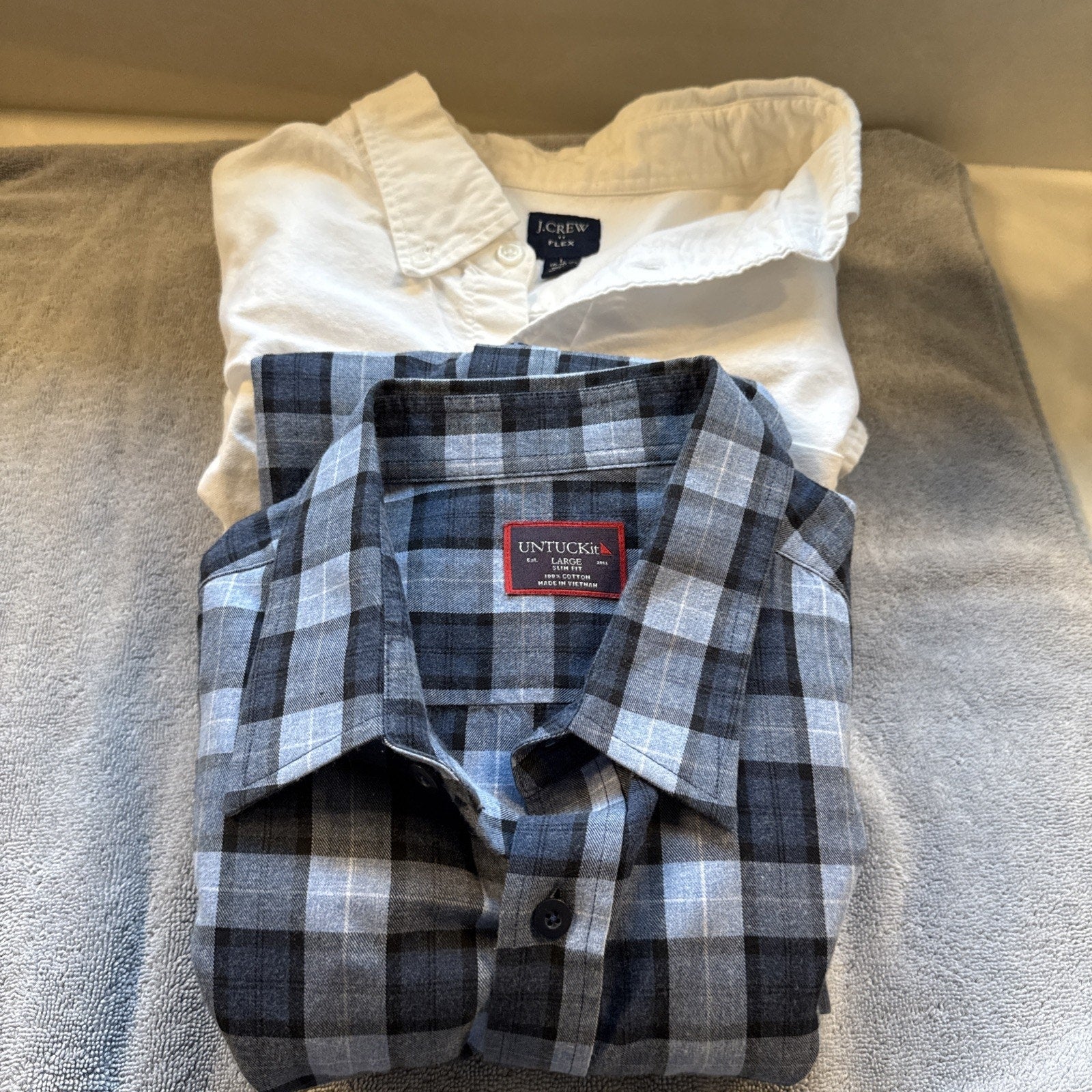 Men’s Button Down Shirt Lot Large J Crew Flex + UNTUCKit Slim Fit Cotton Casual