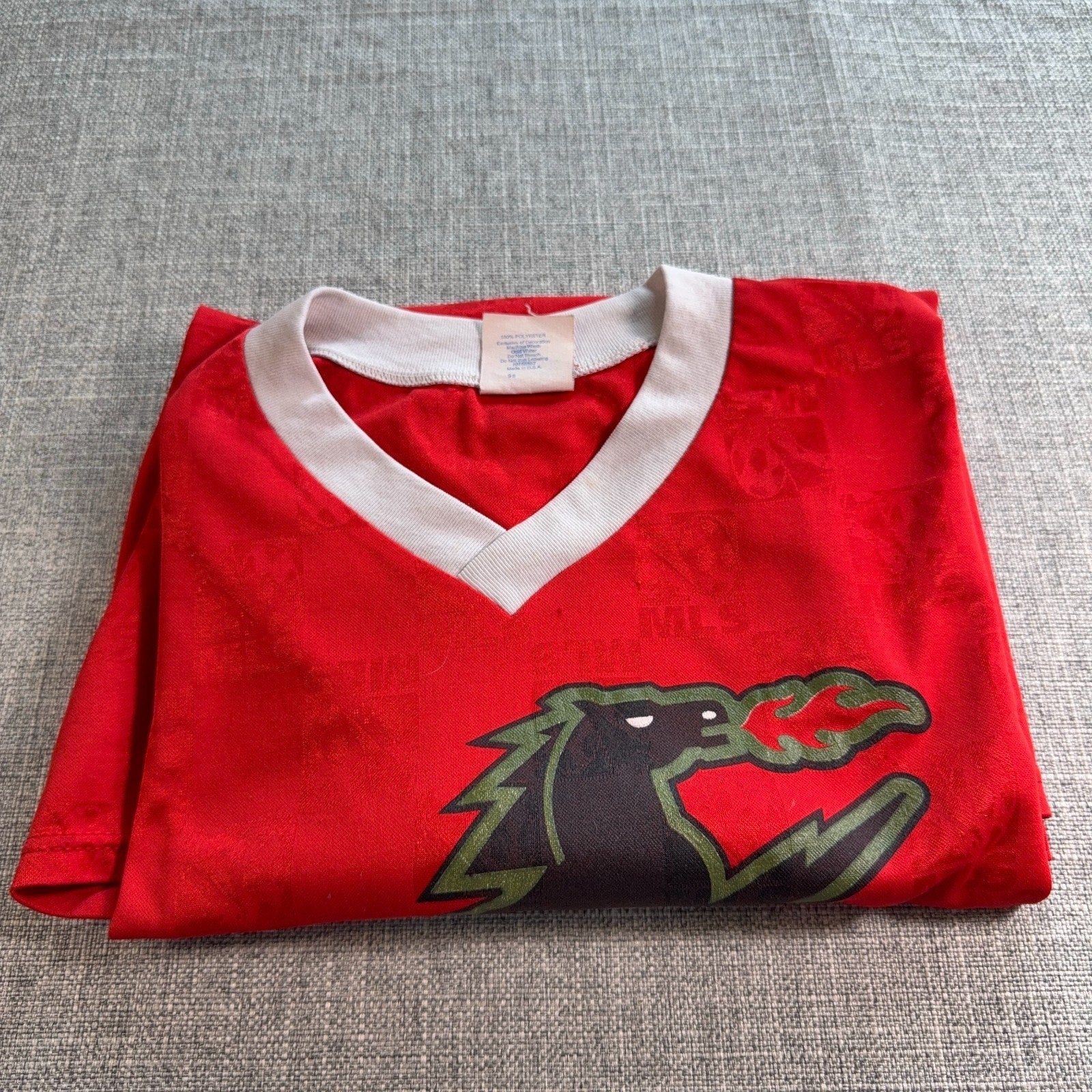 Vintage Dallas Burn Jersey Large Majestic MLS Soccer FC Dallas Made USA Red 90s