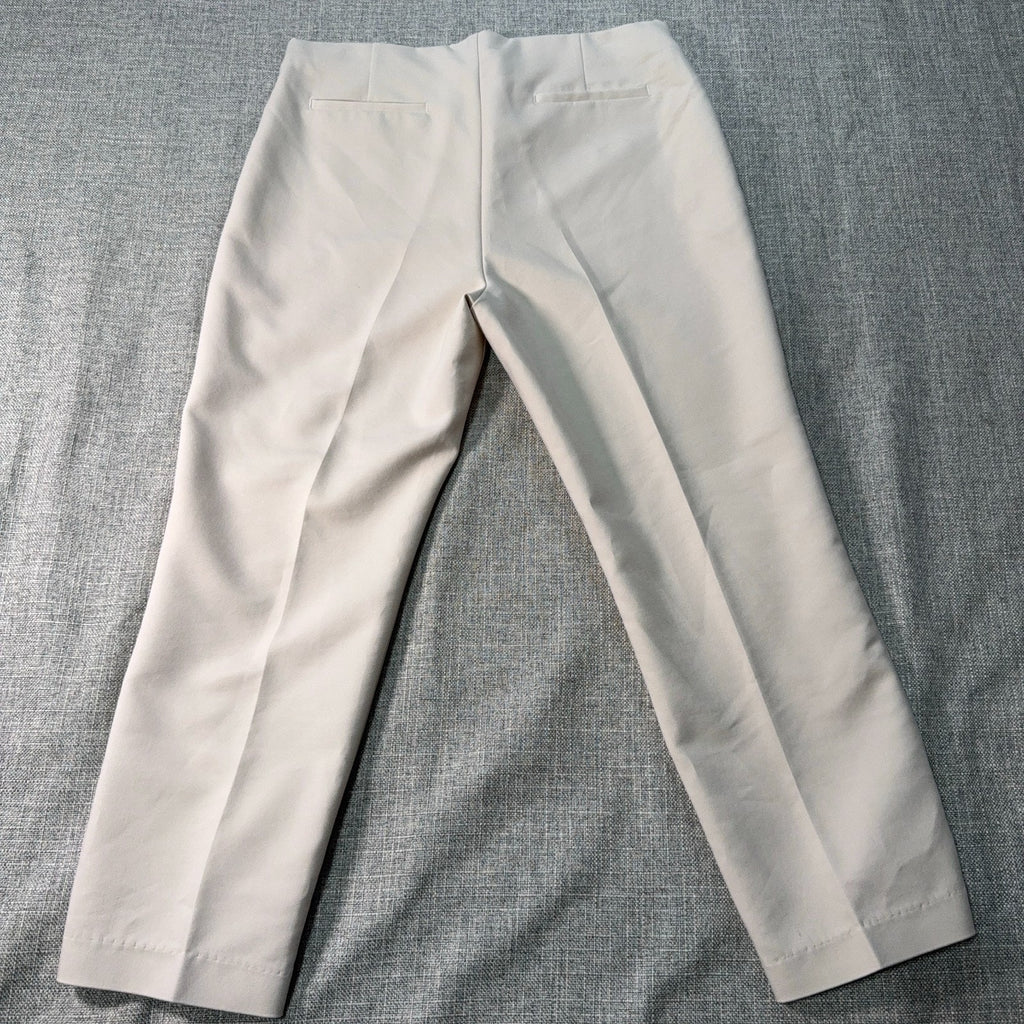 Crosby Womens Size 12 Ivory Cropped Dress Pants Slim Straight Career 23.5"