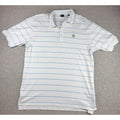 Dunning Golf Polo Shirt Mens XXL White Blue Stripe Stretch Performance SV Logo