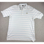 Dunning Golf Polo Shirt Mens XXL White Blue Stripe Stretch Performance SV Logo