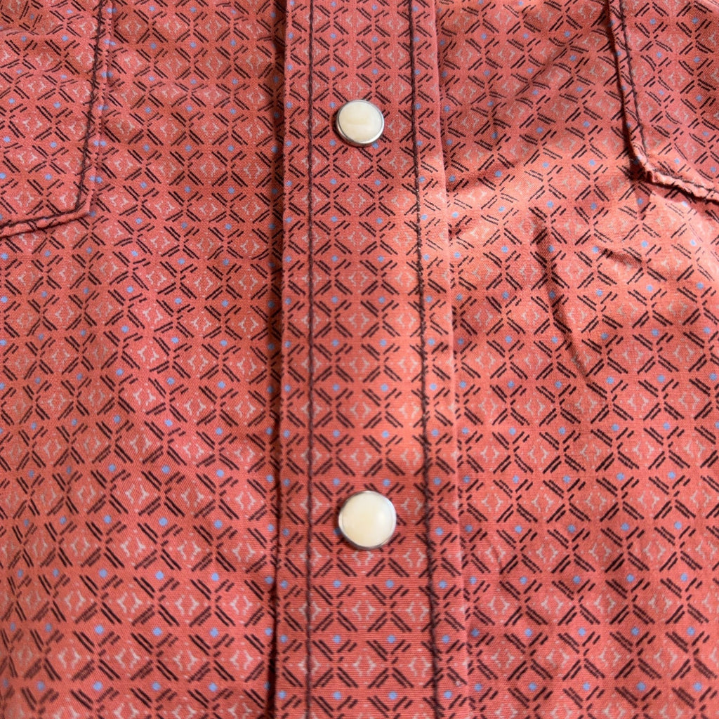 Rough Stock Panhandle Slim Shirt Men L Burnt Orange Pearl Snap Western Cowboy